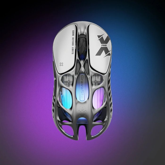 Gravastar Mercury X Pro Magnesium Alloy Frame Wireless/Bluetooth/Wired Gaming Mouse - Interstellar Silver - Image 2