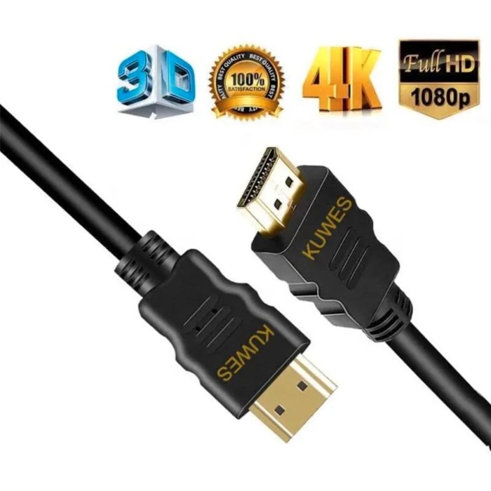 Kuwes Hdmi Cable Gold Male to Male Connector 2.0V Ultra HD/4K (4096x2160) 3.0M - Image 3