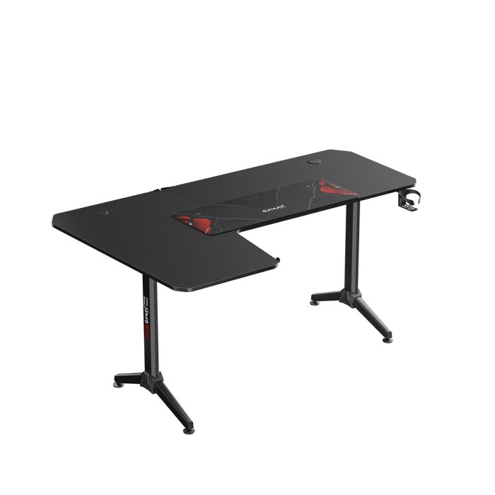 Gamax-L Gaming Table (L-Shaped), Heavy Weight Legs with Mousepad (160*100*75cm) - Black