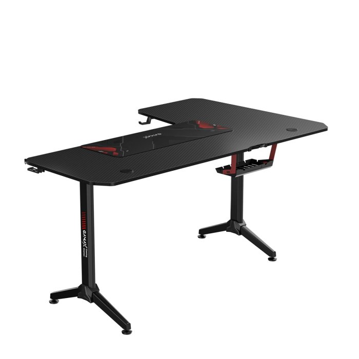 Gamax-L Gaming Table (L-Shaped), Heavy Weight Legs with Mousepad (160*100*75cm) - Black - Image 2