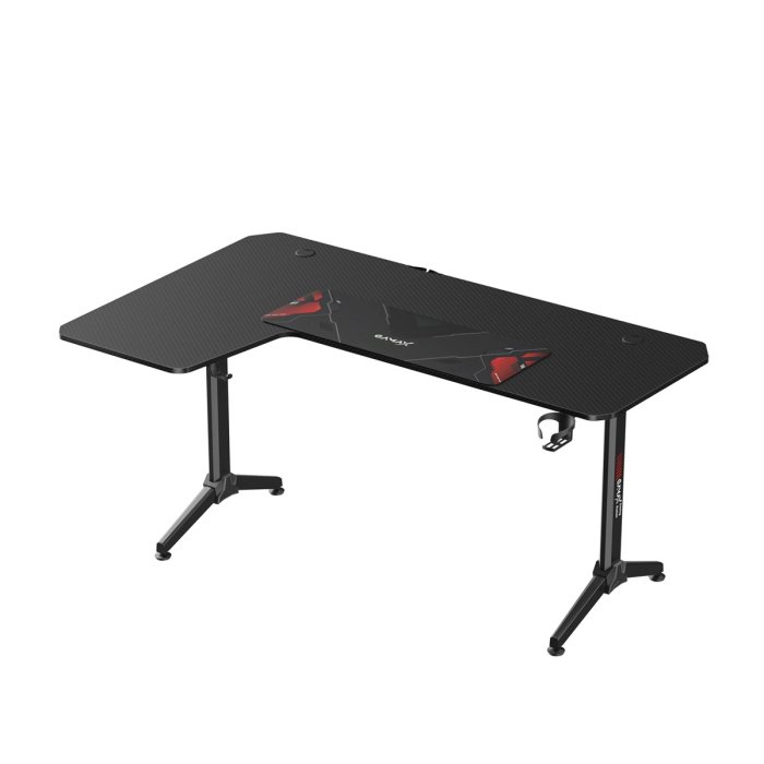 Gamax-L Gaming Table (L-Shaped), Heavy Weight Legs with Mousepad (160*100*75cm) - Black - Image 3