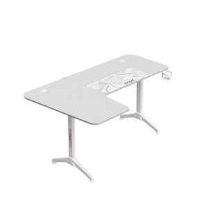 Gamax-L Gaming Table (L-Shaped), Heavy Weight Legs with Mousepad (160*100*75cm) - White