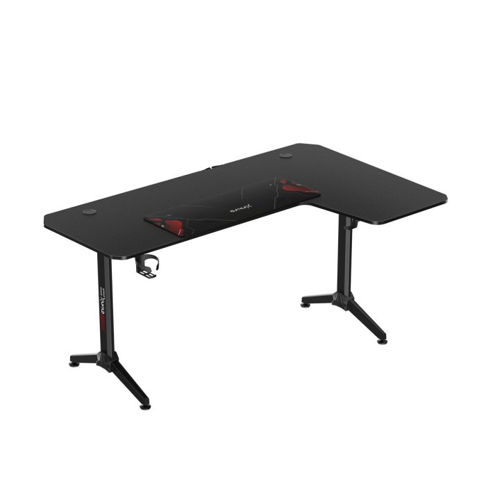 Gamax-R Gaming Table (L-Shaped), Heavy Weight Legs with Mousepad (160*100*75cm) - Black - Image 3