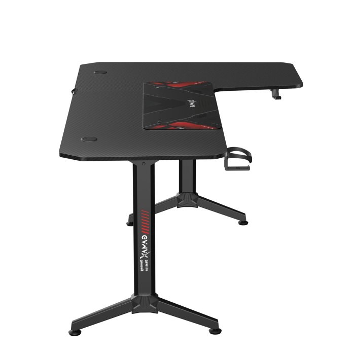 Gamax-R Gaming Table (L-Shaped), Heavy Weight Legs with Mousepad (160*100*75cm) - Black - Image 2