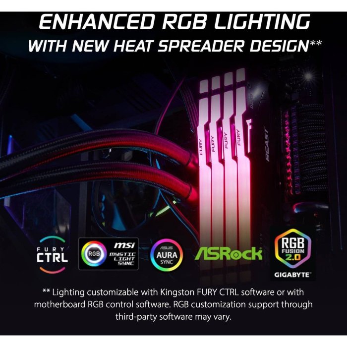 Kingston Fury Beast RGB 16GB DDR5 6000MT/s CL36 Memory - Black - Image 3