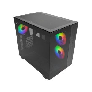 Montech King 65 Pro Mid Tower Two Panel Front & Left Side Tempered Glass Case with 3 RGB Fans - Black