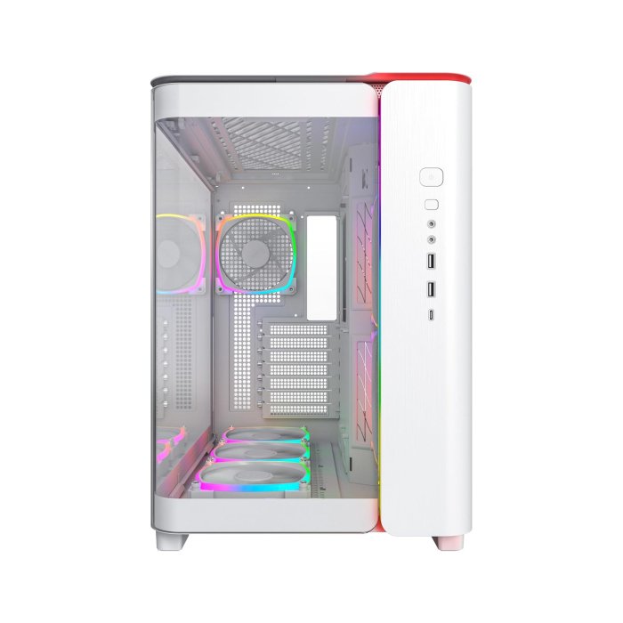 Montech King95 Pro Mid Tower Two Panel Front & Left Side Tempered Glass Case with 6 RGB Fans - White - Image 3