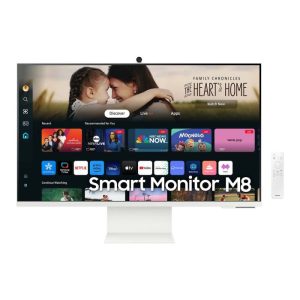 Samsung M80D Smart Monitor, 32" 4K UHD VA Display, 60Hz Refresh Rate, 4ms (GtG) Response Time, Wi-Fi 5 & BT 5.2 Connectivity, Built-In Speaker, Tizen Operating System, White | LS32DM801UMXUE