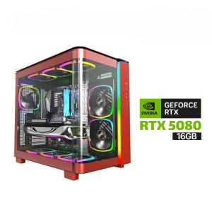 Gaming PC AMD Ryzen 7 7800X 3D Processor, MSI X870 P Motherboard, 32GB RAM DDR5 (6000), 2TB SSD NVME (6000), RTX 5080 16GB VGA, 1000 WATT PSU GOLD, ACER L360 Liquid Cooler, Montech KING 95 Pro Curved Red, Windows 11 Pro (License)
