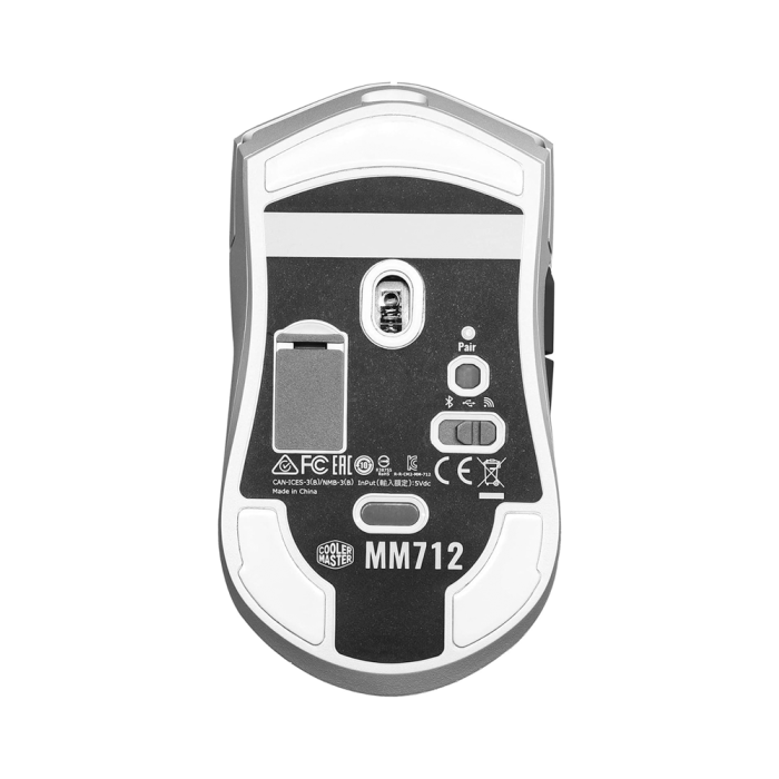 Cooler Master MM712 Hybrid RGB 19,000 DPI Wireless, 2.4GHz, Bluetooth, Wired Gaming Mouse - White - Image 2