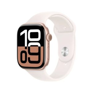 Apple Watch Series 10 GPS 46mm OLED Retina Rose Gold Aluminium with Light Blush Sport Band – M/L ( Apple Official One Year Warranty )
