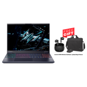 Acer Predator Helios 16 AI Gaming Laptop -- Ultra 9 275HX, UPGRADED 32GB DDR5 RAM, 1TB NVMe SSD, RTX 5090 24GB GPU, 16" OLED 240Hz Display, RGB Per-Key Keyboard, Windows 11 Pro, Abyssal Black + Lenovo E310 Wireless Earbuds, Laptop Bag & Mouse