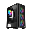 Sharx Razorfin ATX Mid Tower Left Side Tempered Glass Panel Case With 4 RGB Fans - Black - Image 4