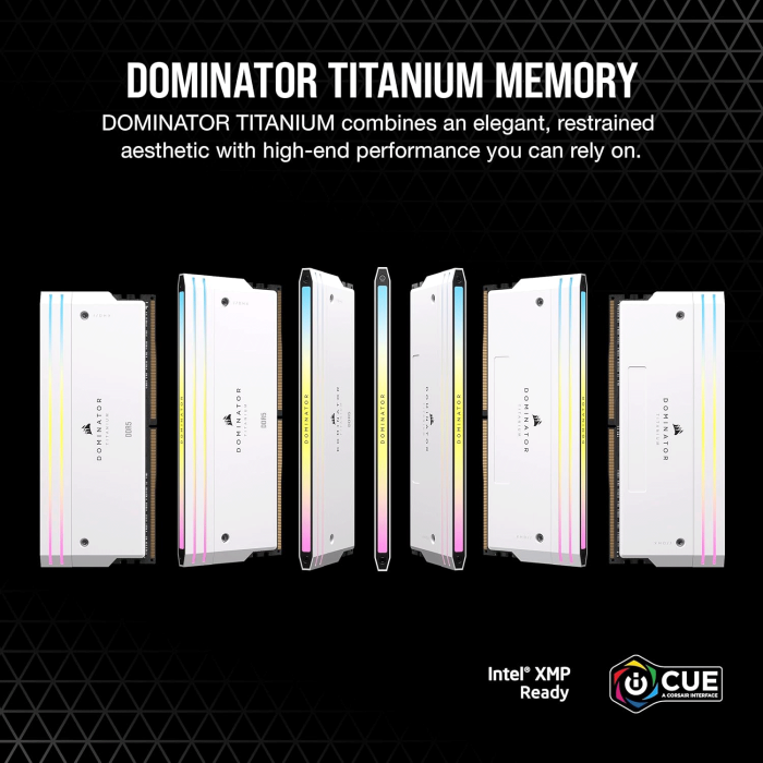 CORSAIR DOMINATOR® TITANIUM RGB 96GB (2x48GB) DDR5 DRAM 6400MT/s CL32 Intel XMP Memory Kit — White - Image 3