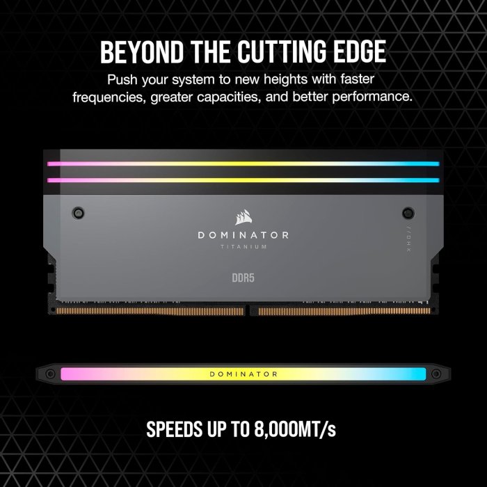 CORSAIR DOMINATOR® TITANIUM RGB 64GB (2x32GB) DDR5 DRAM 6000MT/s CL30 AMD EXPO & Intel XMP Memory Kit — Grey - Image 3