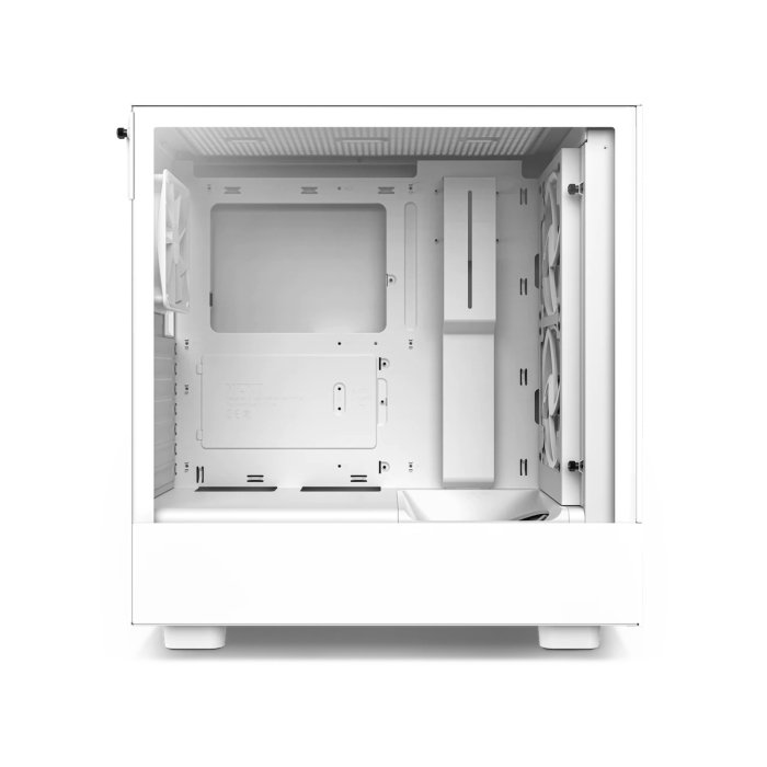 NZXT H5 Flow Compact Air Flow Mid Tower Left Side Tempered Glass Case with (2 Non RGB) Fans - White - Image 3