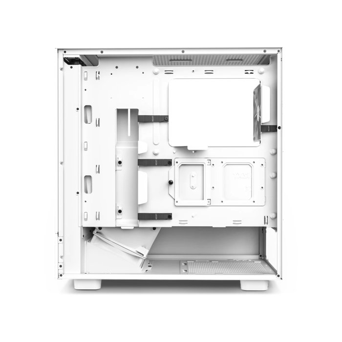 NZXT H5 Flow Compact Air Flow Mid Tower Left Side Tempered Glass Case with (2 Non RGB) Fans - White - Image 2