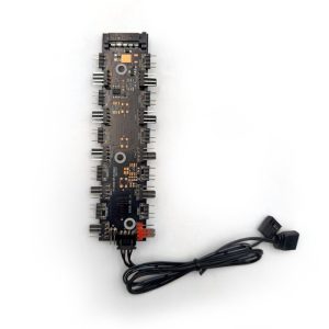 Aigo OA-OC2-HQ1-N ARGB PWM Fan Controller Hub | Supports 10 ARGB PWM Fans | SATA Powered | Reset Button RGB Control | 5V 3-Pin Motherboard Sync | OA-OC2-HQ1-N