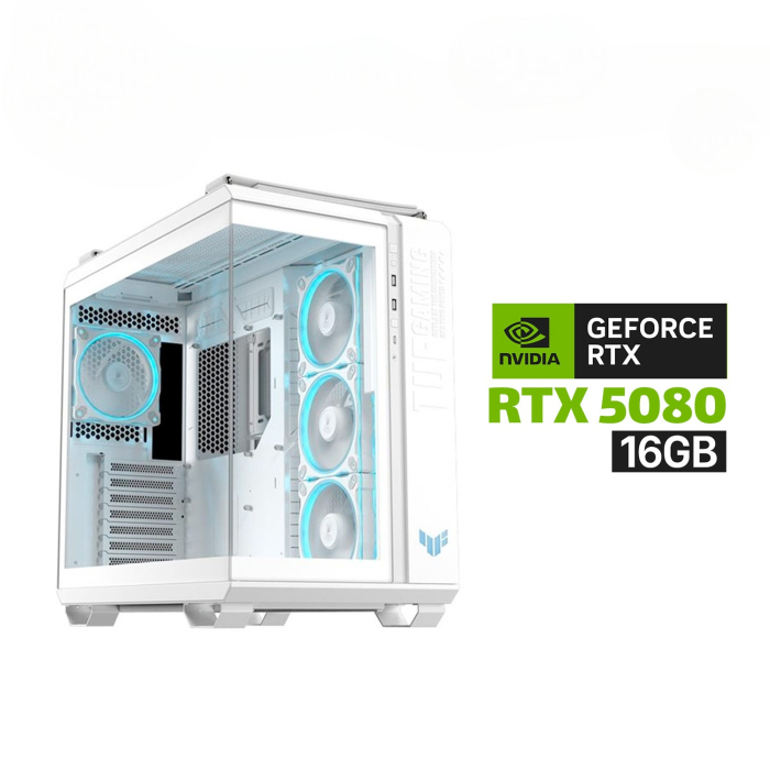 AMD RYZEN 7-9800X3D,ASUS ROG STRIX X870-A WI-FI7,64GB D5 RAM,2TB SSD GEN-5, RTX 5080 16GB, ASUS ROG STRIX 1000 WATT PSU White,ASUS PRIME L360 Liquid Cooler White,Asus TUF Gaming GT502 Case White,ASUS TUF 3x Fans White,Win 11 Pro License