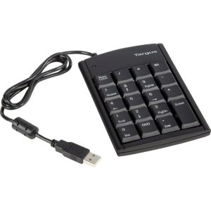 Targus Numeric Keypad With 2 USB Port 19mm Keys, 3-Foot Cord, USB 2.0 - Black