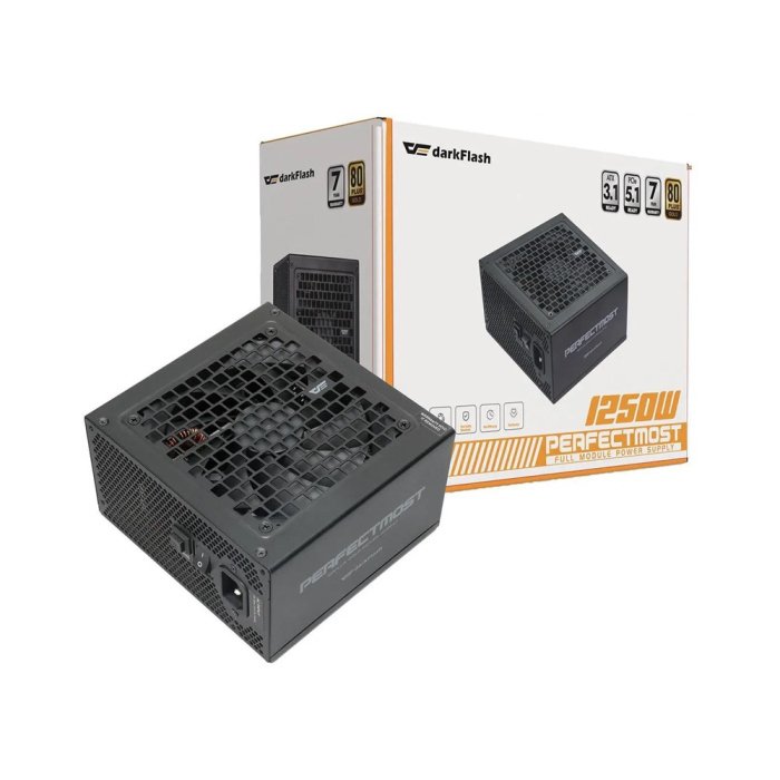 DarkFlash PMT1250 80 Plus Gold Fully Modular 1250W ATX 3.1 & PCIe 5.1 Power Supply - Black