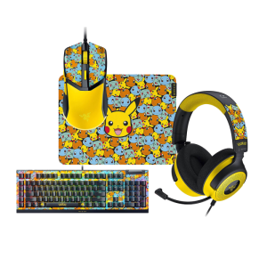 Razer PokÃ©mon Edition Bundle - Razer BlackWidow V4 X Wired Keyboard + Razer Kraken V4 X Wired Gaming Headset + Wired Gaming Mouse + Razer GIGANTUS V2 M Gaming Mouse Pad