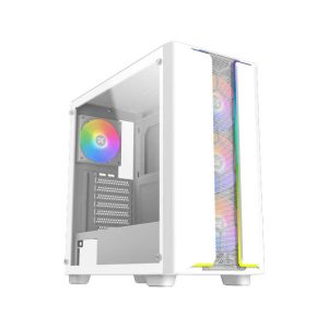 Xigmatek Gaming Y Pro Arctic ARGB E-ATX Mid-Tower Left Side Tempered Glass Panel Case with 4x RGB Fans - White