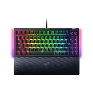 Razer BlackWidow V4 75% Mechanical Gaming Keyboard: Hot-Swappable Design, Compact & Durable, Orange Tactile Switches, Chroma RGB, MF Roller & Media Keys, Comfortable Wrist Rest - Black