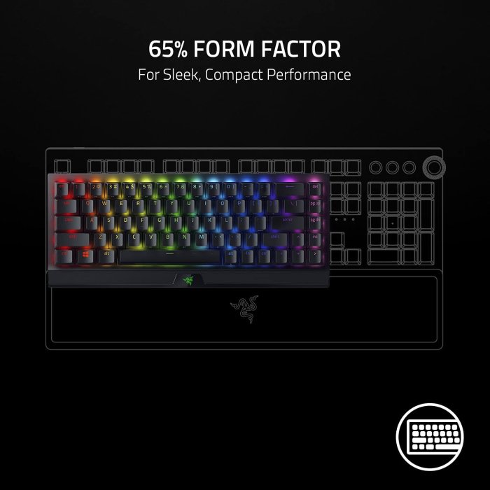 Razer BlackWidow V3 Mini Hyper Speed 65% Wireless Mechanical Gaming Keyboard Tactile & Clicky Yellow Switch - Image 2