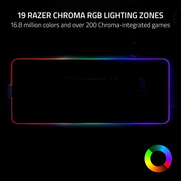 Razer Strider Chroma Hybrid Gaming Mouse Mat with Razer Chroma RGB: 19 Razer Chroma RGB Lighting Zones, Warp and Water-Resistant, Anti-Slip Base - Black - Image 2