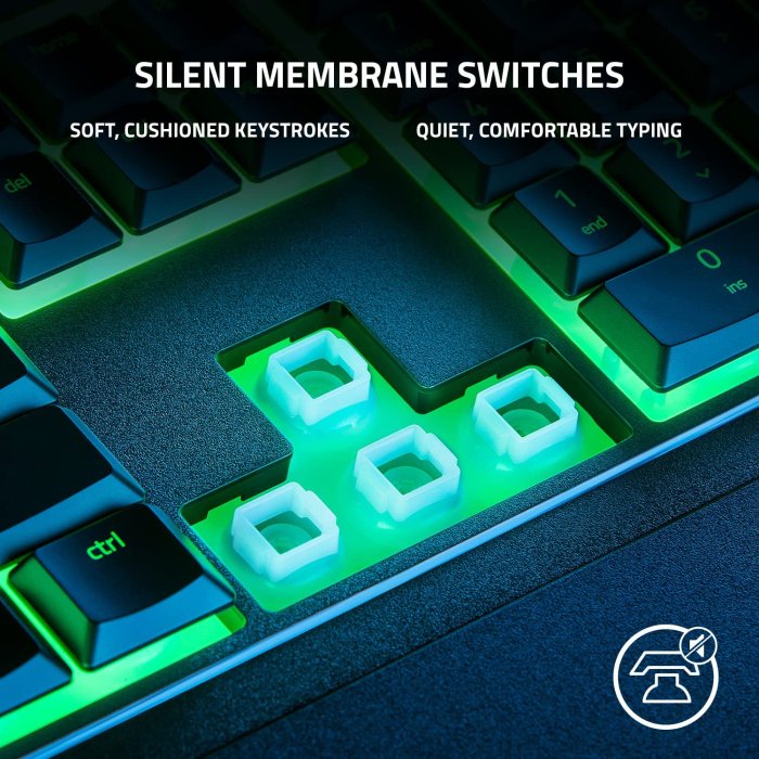 Razer Ornata V3 X Gaming Keyboard: US Layout, Low-Profile Keys, Silent Membrane Switches, UV-Coated Keycaps, Spill Resistant, Chroma RGB Lighting, Ergonomic Wrist Rest - Classic Black - Image 2