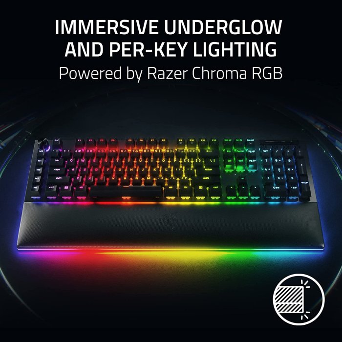 Razer BlackWidow V4 Pro Wired Mechanical Gaming Keyboard: Yellow Mechanical Switches, Linear & Silent, Doubleshot ABS Keycaps, Command Dial, Programmable Macros - Chroma RGB - Black - Image 2