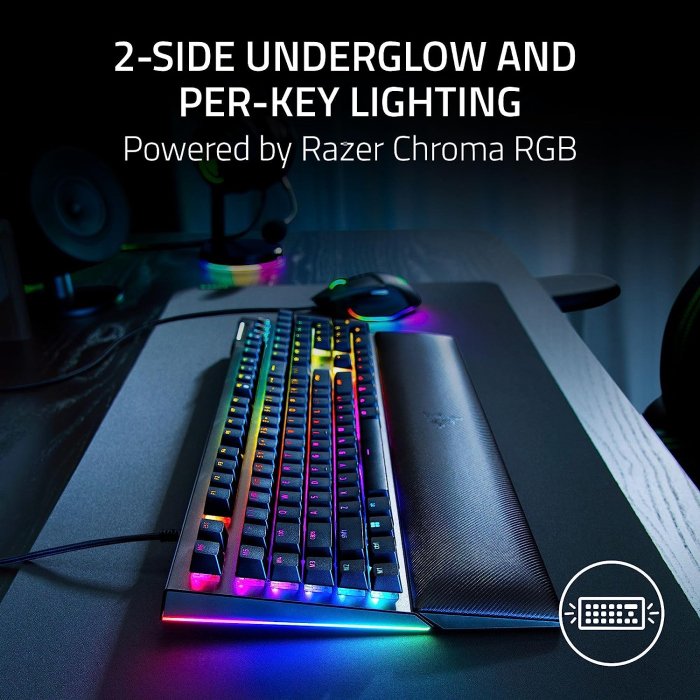 Razer BlackWidow V4 Mechanical Gaming Keyboard: Yellow Switches Linear & Silent, Chroma RGB, 6 Macro Keys, Magnetic Wrist Rest, Doubleshot ABS Keycaps, Roller & Media Keys Snap Tap - Black - Image 2