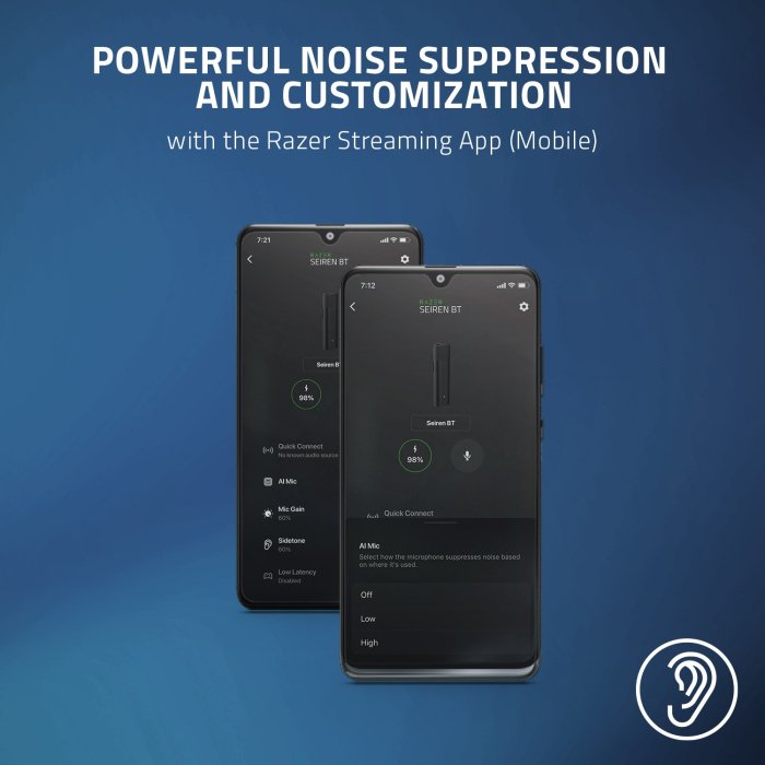 Razer Seiren BT Bluetooth Microphone for Mobile Streaming: Clip-On Design, Wireless Lavalier Lapel Omnidirectional Mic, 2 Windsocks, 3.5MM Port - Black - Image 2