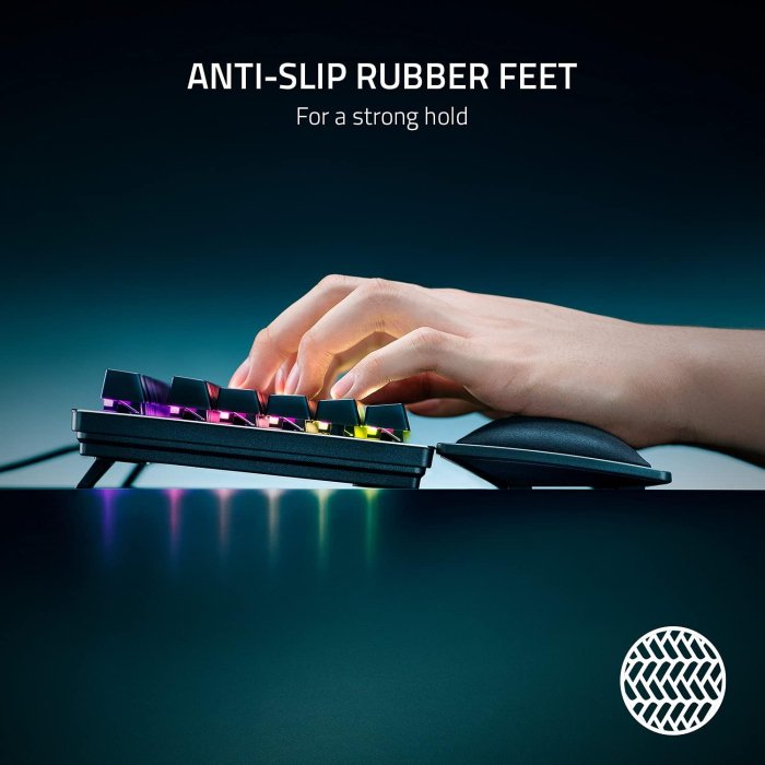 Razer Ergonomic Wrist Rest for Mini Keyboards: Plush Leatherette Memory Foam Cushion, Anti-Slip Rubber Feet - Black - Image 2
