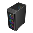 Sharx Razorfin ATX Mid Tower Left Side Tempered Glass Panel Case With 4 RGB Fans - Black - Image 7