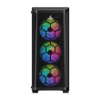 Sharx Razorfin ATX Mid Tower Left Side Tempered Glass Panel Case With 4 RGB Fans - Black - Image 8