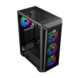 Sharx Razorfin ATX Mid Tower Left Side Tempered Glass Panel Case With 4 RGB Fans - Black - Image 5