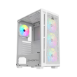 Sharx Razorfin R-200 ATX Mid Tower Left Side Tempered Glass Panel Case With 4 RGB Fans - White - Image 4