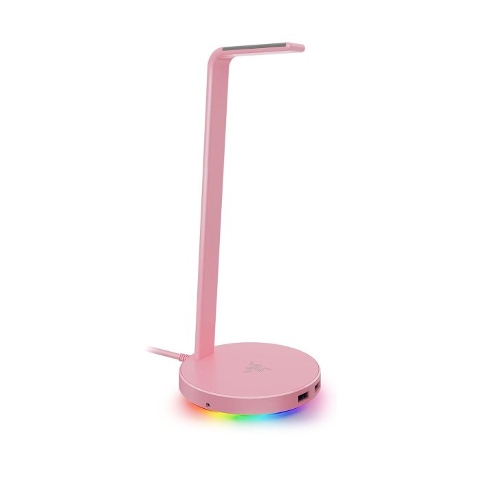 Razer Base Station V2 Chroma Headphone Headset Stand Holder: Chroma RGB Lighting, Taller Stand & Anti-Slip Ledge, USB Charging Ports, 3.5mm Port, Built-in DAC - Quartz