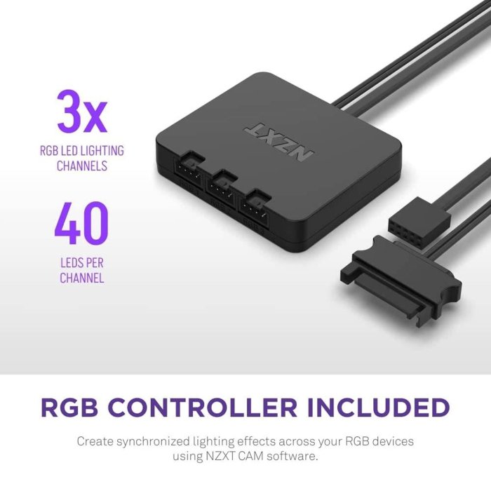 NZXT F120 RGB Duo 120mm Dual-Sided RGB Fan Triple Pack With RGB Controller - Black - Image 3
