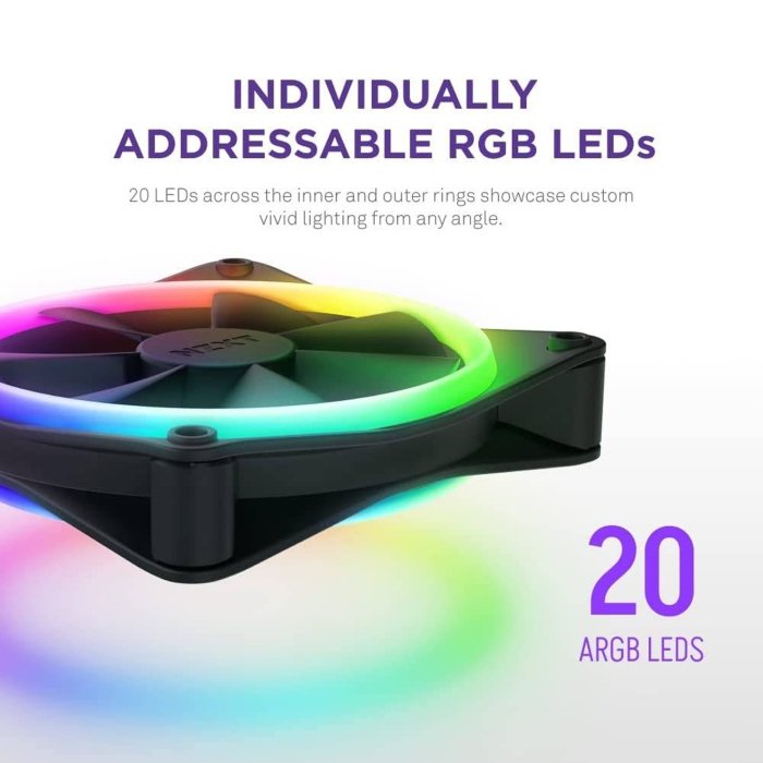 NZXT F120 RGB Duo 120mm Dual-Sided RGB Fan Triple Pack With RGB Controller - Black - Image 2
