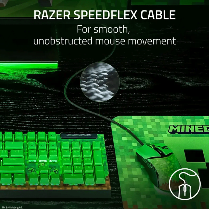 Razer Cobra Minecraft Edition Lightweight Optical Wired Gaming Mouse with Chroma RGB Lighting, Razer Gen‑3 Optical Mouse Switches - Green - Image 2
