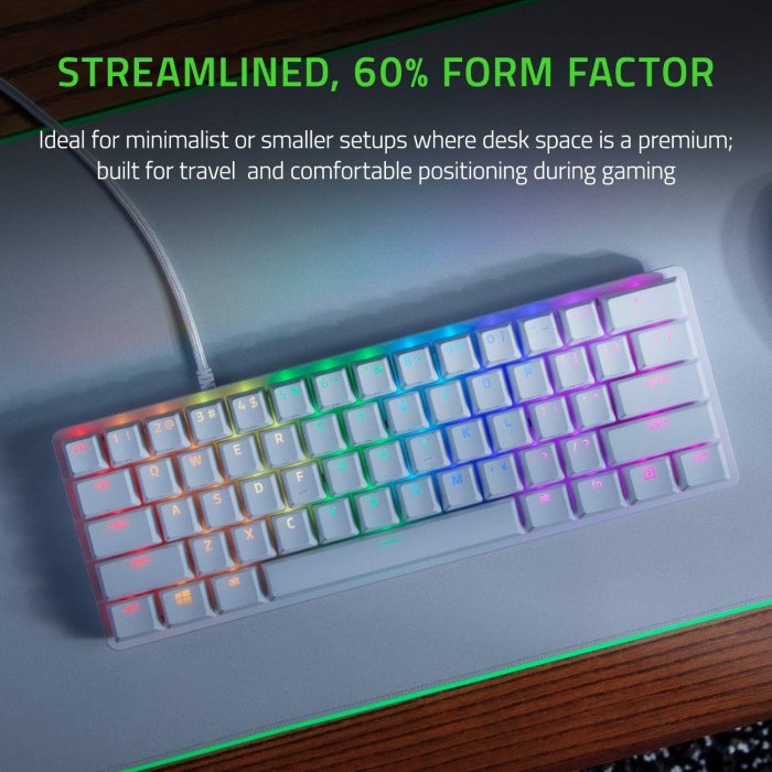 Razer Huntsman Mini Mercury Edition 60% Gaming Keyboard Linear Optical Red Switches & PBT Keycaps - Image 3