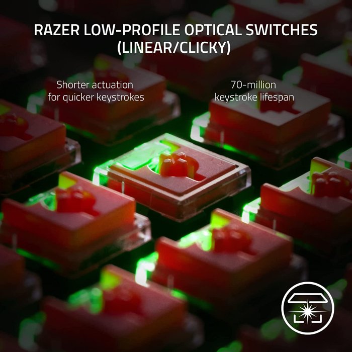Razer DeathStalker V2 Pro Wireless Low Profile Optical Gaming Keyboard Linear Optical Switch (Red) Ultra-Long 40-Hour Battery Life - Image 2