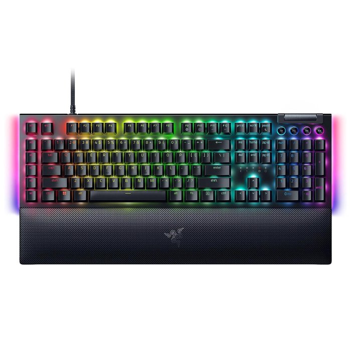 Razer BlackWidow V4 Mechanical Gaming Keyboard: Yellow Switches Linear & Silent, Chroma RGB, 6 Macro Keys, Magnetic Wrist Rest, Doubleshot ABS Keycaps, Roller & Media Keys Snap Tap - Black