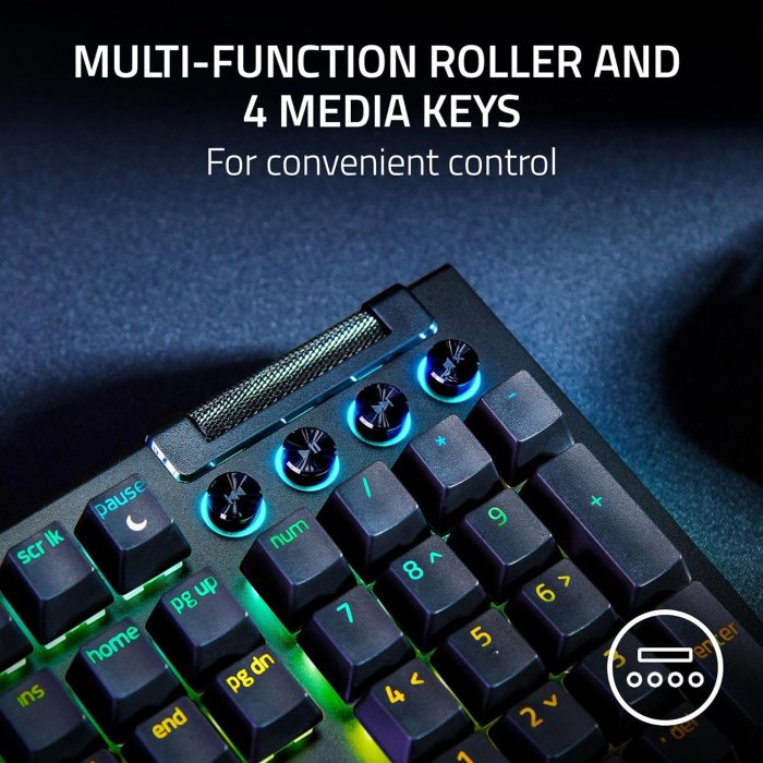 Razer BlackWidow V4 Mechanical Gaming Keyboard: Green Switches Tactile & Clicky, Chroma RGB, 6 Macro Keys, Magnetic Wrist Rest, Doubleshot ABS Keycaps, Roller & Media Keys - Black - Image 2