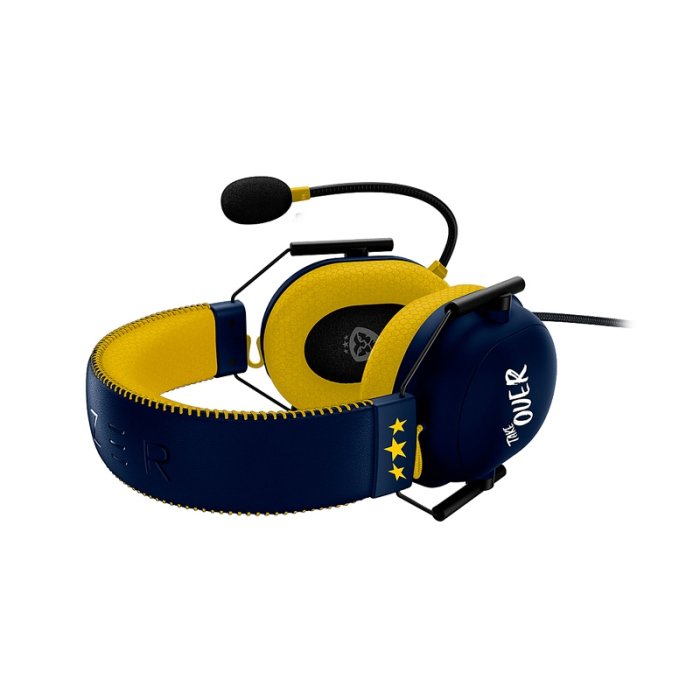 Razer BlackShark V2 Courage JD Edition Wired Gaming Headset, THX Spatial Audio, 50mm Drivers, 32 Ohms Impedance, 100 dBSPL Sensitivity, Detachable Mic, Blue/Yellow | RZ04-03230300-R3M1 - Image 2