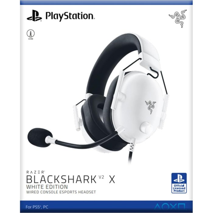 Razer BlackShark V2 X Wired Console Esports HeadSet, Advanced Passive Noise Cancellation, 3.5mm Analog Connection - White - Image 2