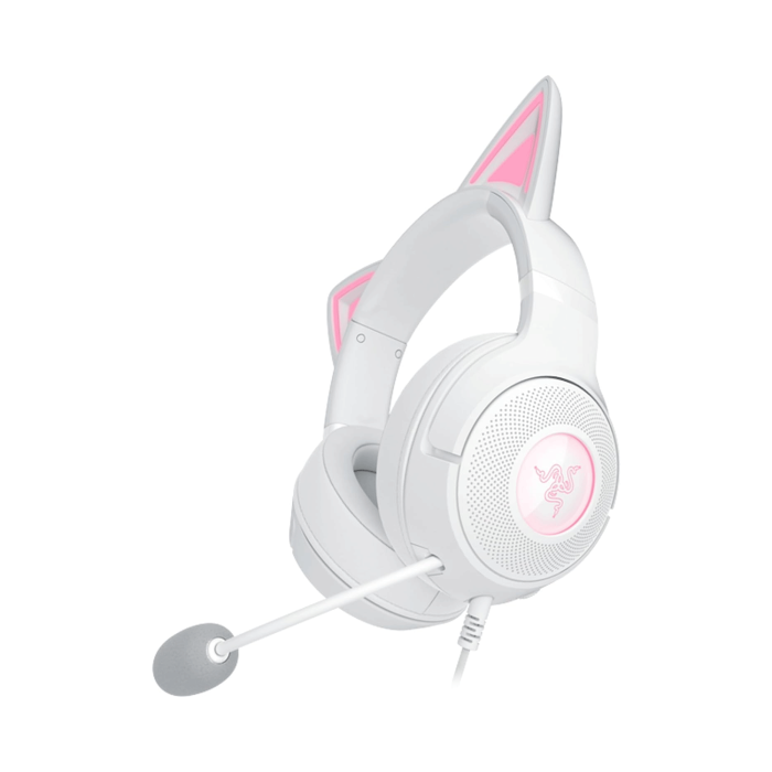 Razer Kraken Kitty V2 USB Wired RGB Gaming Headset: Chroma Kitty Ears, Stream Reactive Lighting, HyperClear Cardioid Mic, 7.1 Surround Sound For PC, PS4, PS5 - White - Image 3